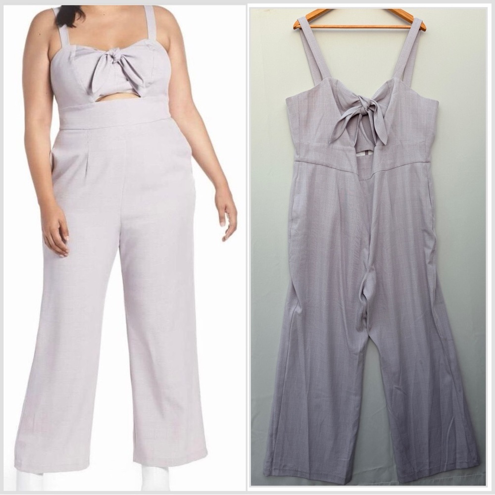 Wayf NWT Roxy‎ Glen Plaid Jumpsuit In Lavender Tweed  3X